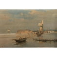 thumbnail image 2 of Constantinos Volanakis 24x17 Gold Ornate Framed and Double Matted Museum Art Print Titled - Boats in a Port, 2 of 4