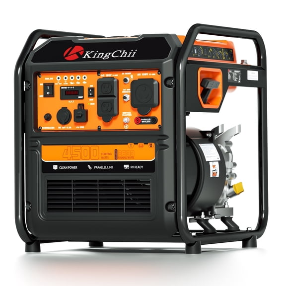 KingChii 4500W Inverter Generator Gas Powered, Open Frame Generator with CO Sensor, Portable Outdoor Power Equipment for Camping, RV & Home Backup, EPA Compliant