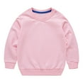 thumbnail image 2 of NIUREDLTD Toddler Boys Girls Crew Neck Sweatshirts Newborn Toddler Boys Girls Solid Color Long Sleeve Round Neck Pullover Sweatshirt Threaded Neckline Fall Winter Tops Pink 120, 2 of 4