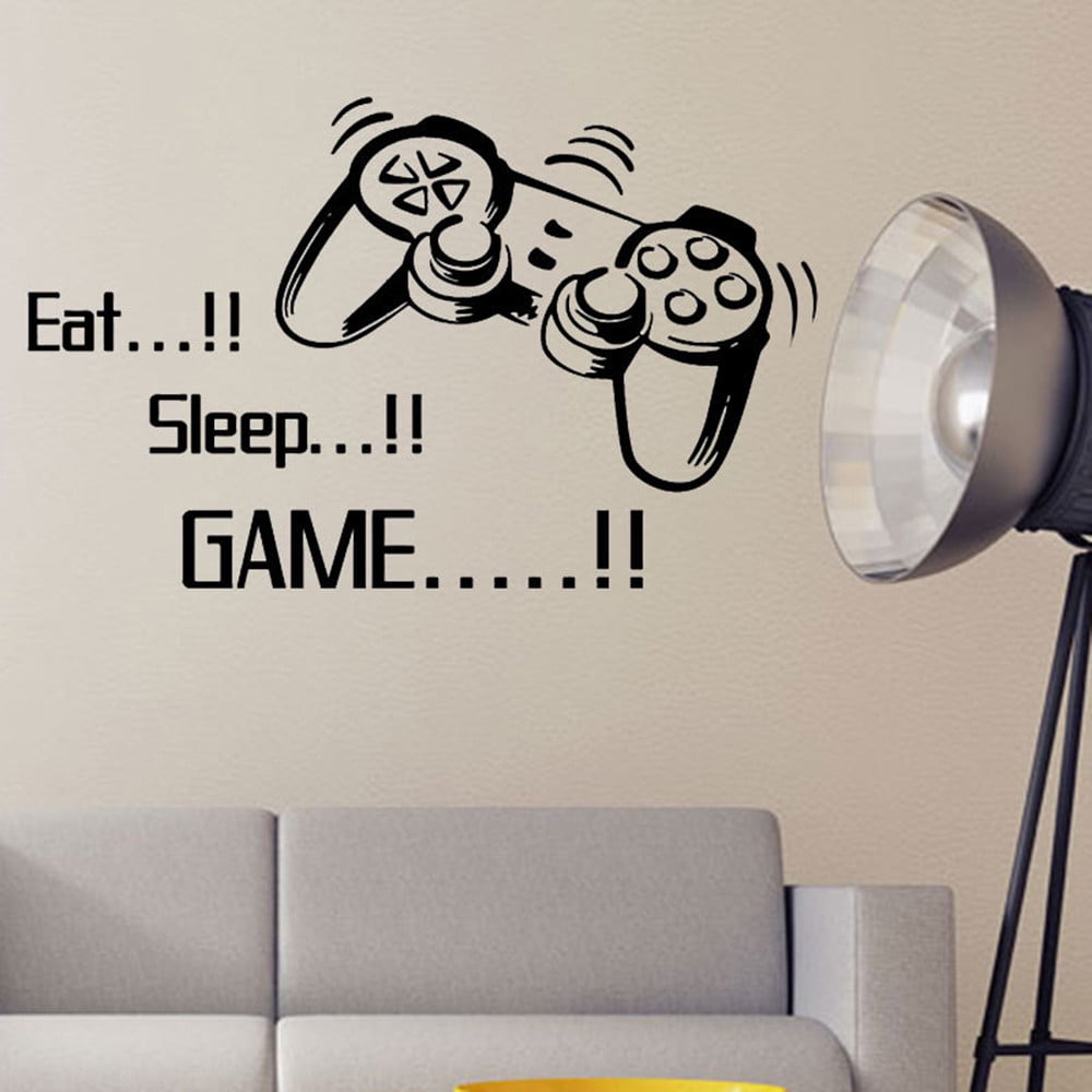 Eat Sleep Game Wall Stickers Boys Bedroom Letter Wall Decals Art Kids Room decor 