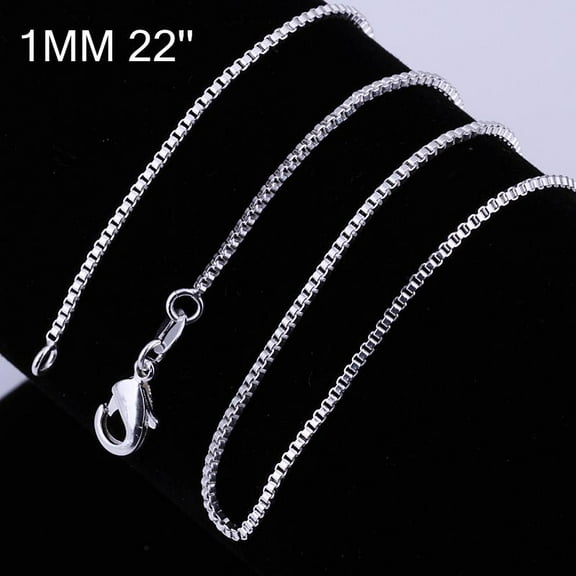 Brass box Chain Fine Necklaces with Lobster Claw Clasps Silver 22.00x0.06 inch(55.88x0.14cm) 1pc