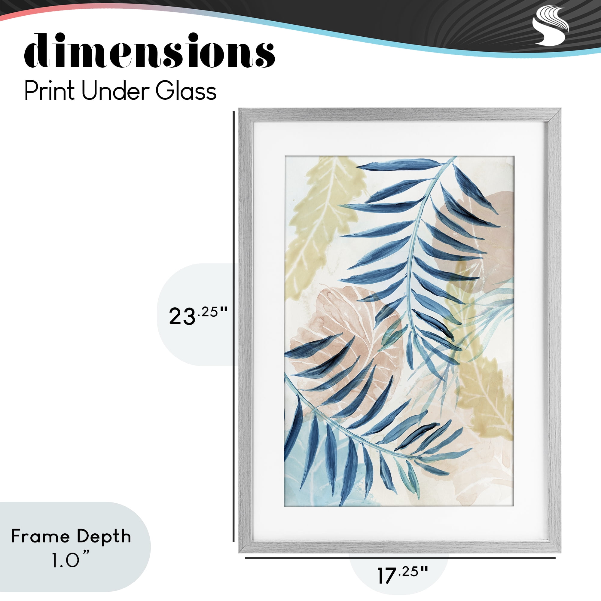 Stupell Industries Palm Fronds in Pastel Haze Gray Framed Print Under Glass, design by Nan