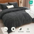 thumbnail image 4 of PHF Warm Sherpa Fleece Queen Comforter Set, 3D Tufted Fluffy Dark Grey Bedding for Winter, Soft 3 Pieces Shaggy Bed Set, 1 Comforter (90"x90") and 2 Pillowcases (20"x26"), 4 of 7