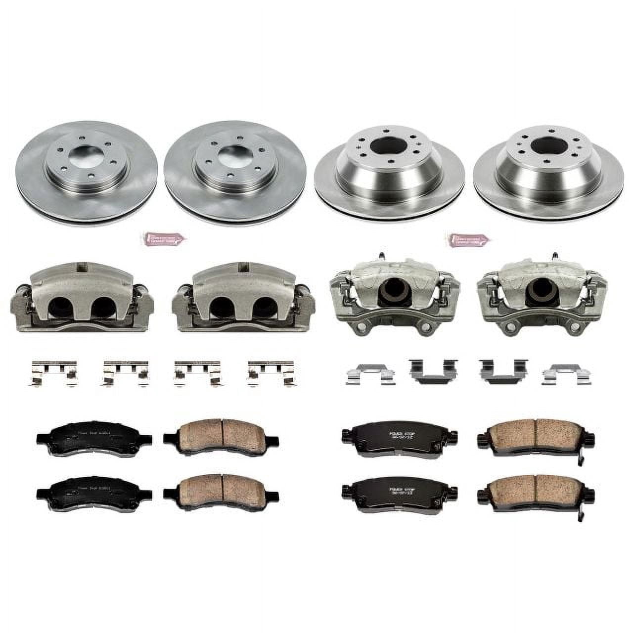 PowerStop Front and Rear Stock Replacement Brake Pad and Rotor Kit with Calipers Fits: CHEVROLET SAAB Select Models KCOE1454