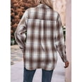 thumbnail image 2 of Women'S Flannel Plaid Button-Down Shirt Oversized Long Sleeve Short Sleeve Jacket Top Brown M, 2 of 8