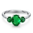 thumbnail image 3 of Gem Stone King 1.35 Ct Oval Green Nano Emerald 925 Sterling Silver Ring, 3 of 6