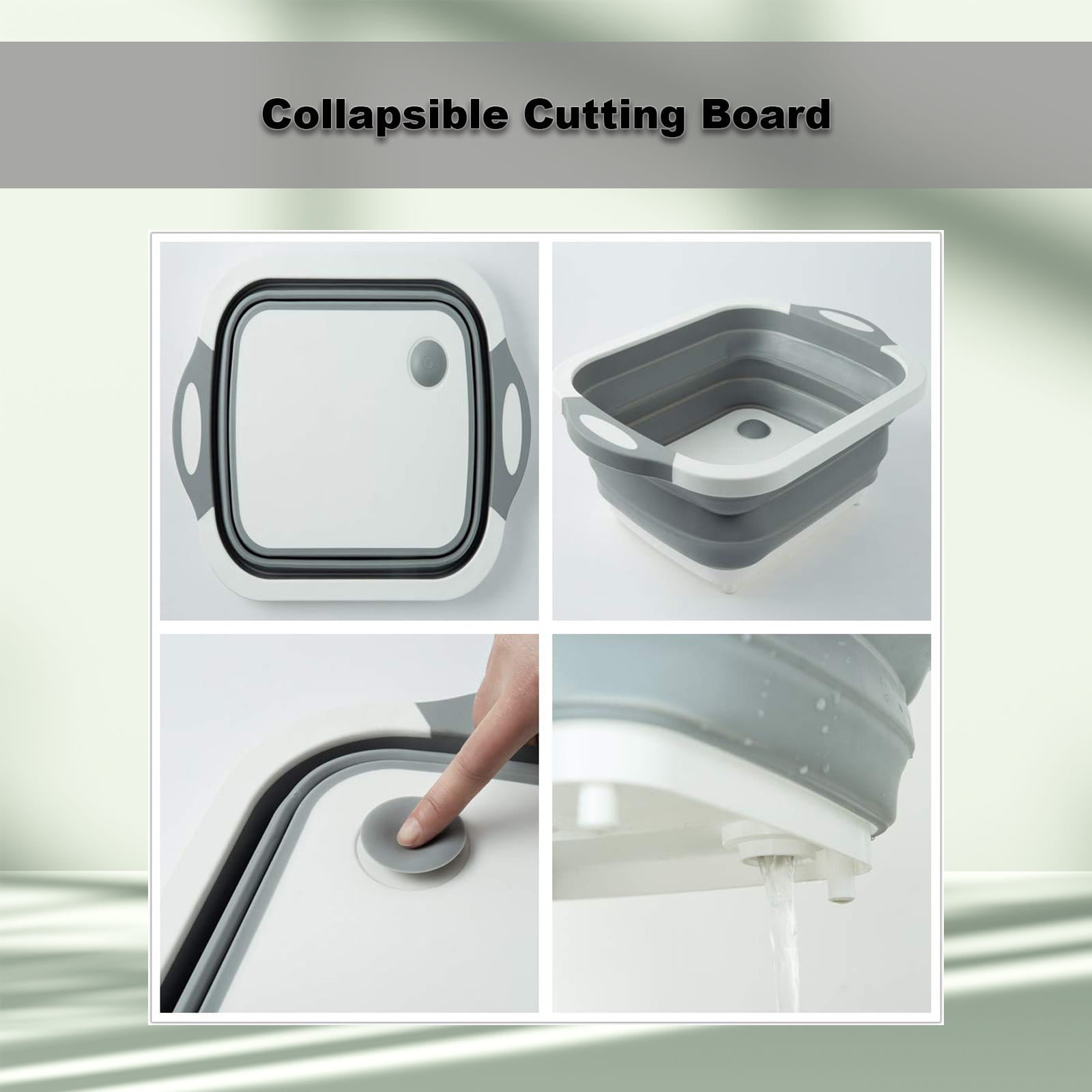 Bueautybox Rinse & Strainer Foldable Cutting Board, Veggies & Fruit Cutting Board, BPA-Free Plastic Multifunctional Cutting Board Mat, Size: 42.5