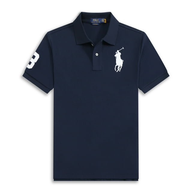 Short Sleeve Polo Shirt Men's Loose Plus Size Lapel Solid Color Cotton Embroidered Shirt