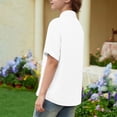 thumbnail image 4 of OIOLOYJM Girls Short Sleeve Dress Shirts Kids Spring Summer Cozy Soft School Uniform Casual Button Down Lapel Collared Shirt White 12-13 Year, 4 of 5