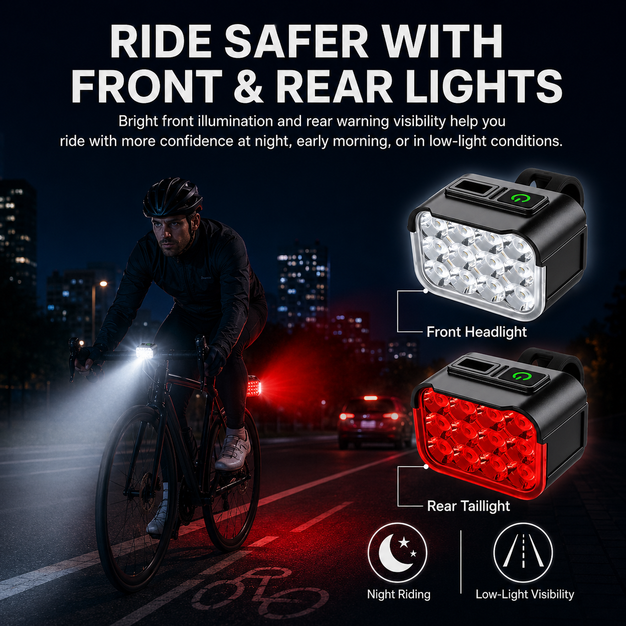 NIUTA Bike Light Set Front and Rear USB-C photo 5