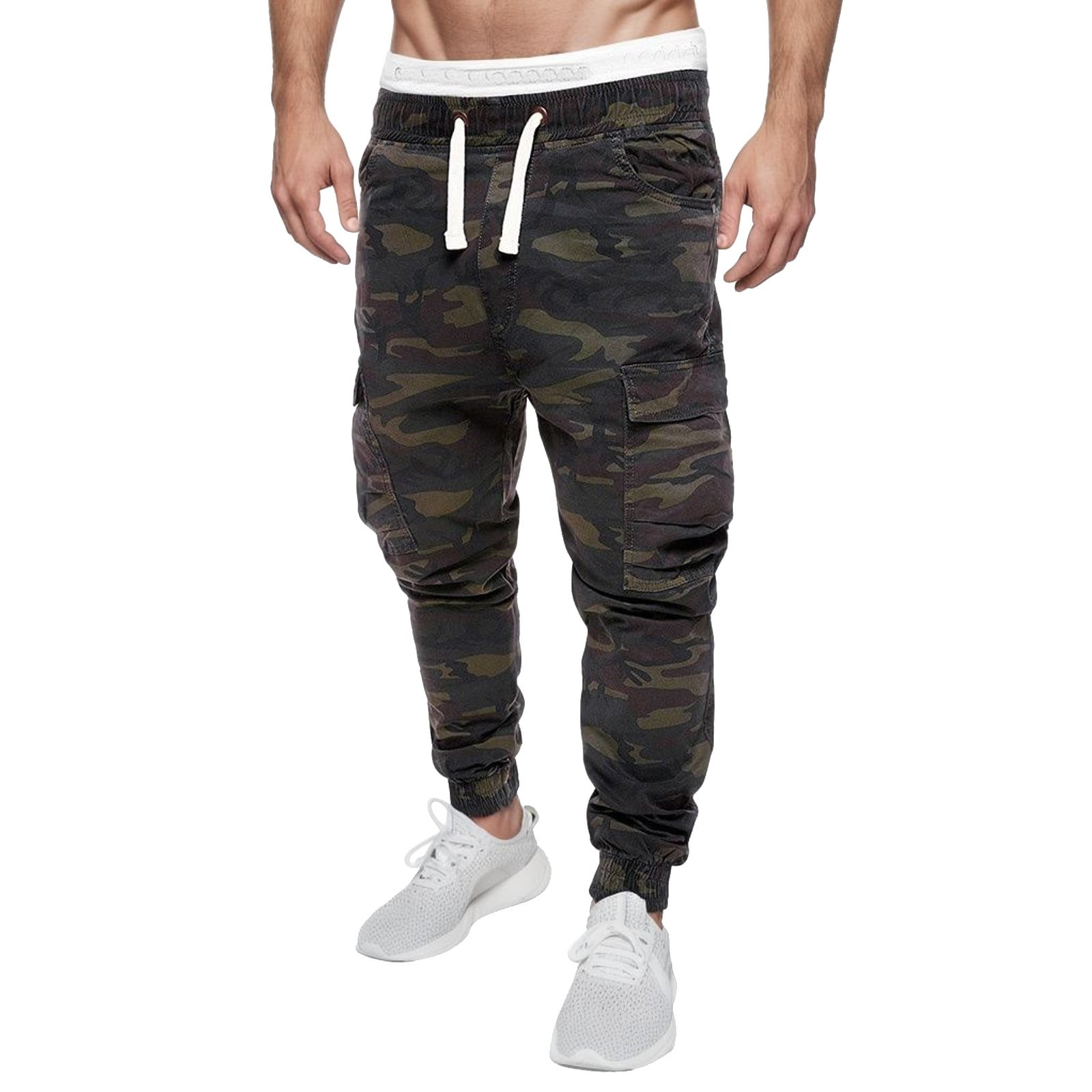 パンツ・ボトムスその他 HUECLOSET M Camo Banding Cargo Pants 25KERO466 MNCEKFOD Men's Sweatpants Camouflage Loose Tooling Pants