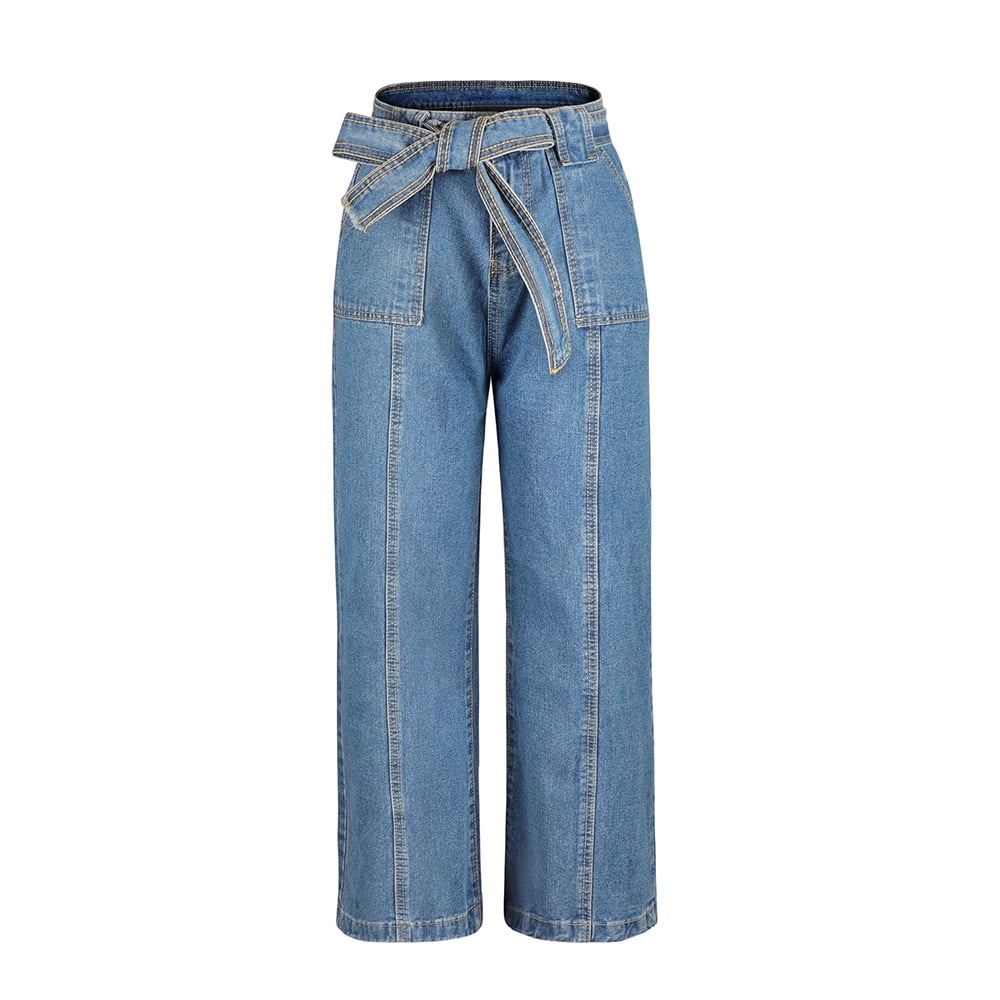 Lowestbest Women' s Casual Wide-leg Denim Pants for Indoor Outdoor, L, Blue Lowestbest Women' s Casual Wide-leg Denim Pants for Indoor Outdoor, L, Blue
