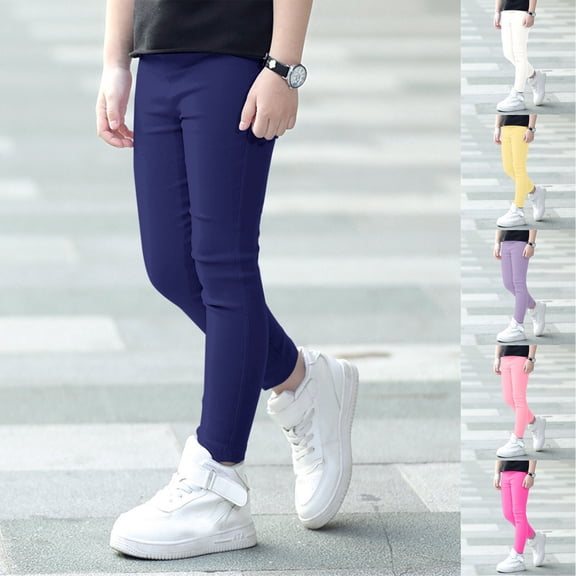 SHenli Girls Pull-On Jeans Elastic Waist Slim Fit Stretch Trouser Bottoms with Pockets for 2-10Y