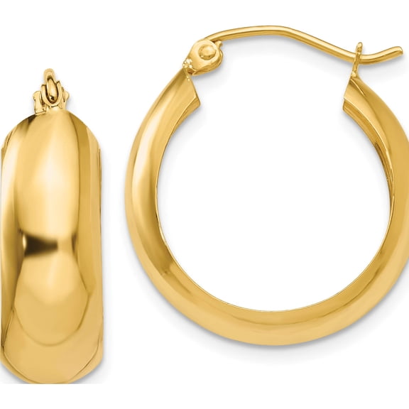 14K Yellow Gold Hoop Earrings (14 X 7) Made In Indonesia s1167