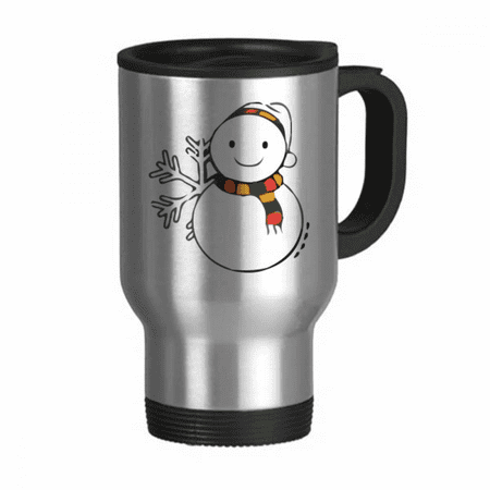 

Weather Snowman Snowflake Illustration Travel Mug Flip Lid Stainless Steel Cup Car Tumbler Thermos