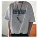 thumbnail image 2 of Camiseta de media manga para hombre Ticfox con Impresión de Letras Ajuste Suelto Blanco 2XL, 2 of 12