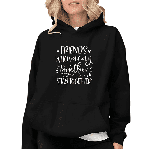 Black Graphic Hoodie Sweatshirt Shirts S-2XL Friend Vacation Theme Relaxed Daily Tops