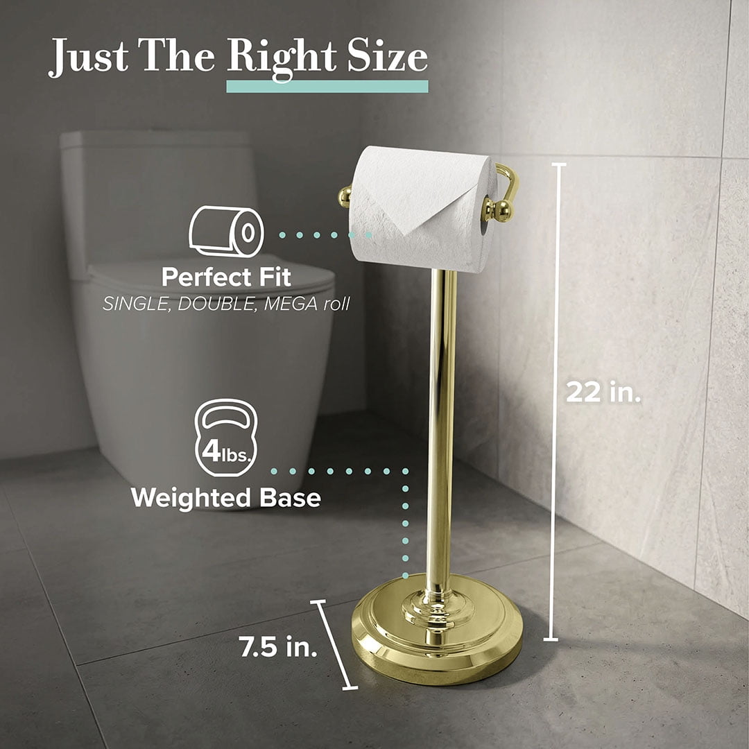Gatco Freestanding Pedestal Toilet Paper Holder, Polished Brass