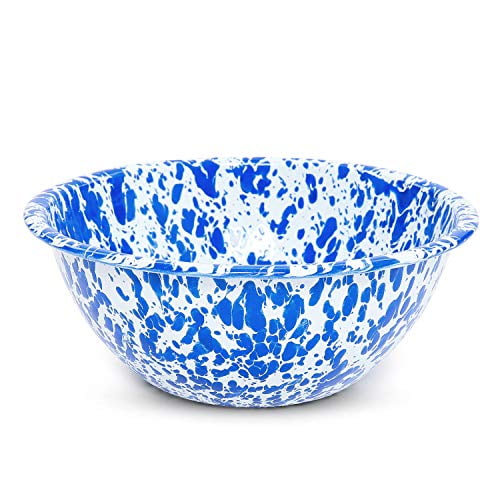 Enamelware Serving Bowl Blue Marble