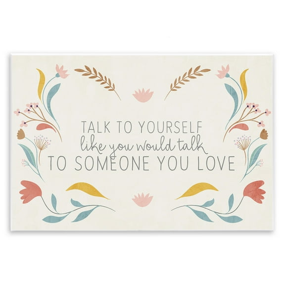 Stupell Industries Floral Self Love Inspirational Plants & Flowers Painting Unframed Art Print Wall Art, 15 x 10