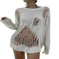 thumbnail image 2 of Women Punk Gothic Oversized Sweaters Spring Winter Hollow Out Tops Grunge Clothes y2k Knitted Pullovers, 2 of 6