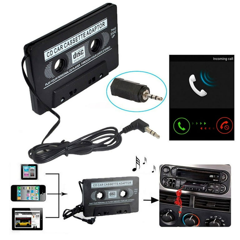 Adaptateur cassette automobile p. smartphones, lecteurs MP3/CD, jack 3,5 mm