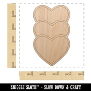 Heart Love Trio Wood Shape Unfinished Piece Cutout Craft DIY Projects - 4.70 Inch Size - 1/8 Inch Thick
