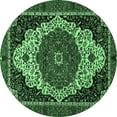 thumbnail image 1 of Ahgly Company Indoor Round Abstract Emerald Green Modern Area Rugs, 4' Round, 1 of 4