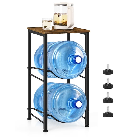 SoildPal 2 Tier 5 Gallon Water Bottle Holder Organizer, Heavy Duty Water Jug Storage Rack with Top Shelves, Water Dispenser Stand for Kitchen Home Office