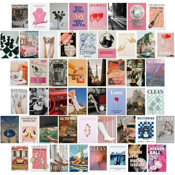 SURJDE Taylor Music Posters for Room Decor, Aesthetic Swift Album Cover Inspired Wall Collage Kit, Wall Photo Pictures Decor for Teens Girls Boys College Dorm (4x6inch, Set of 50)