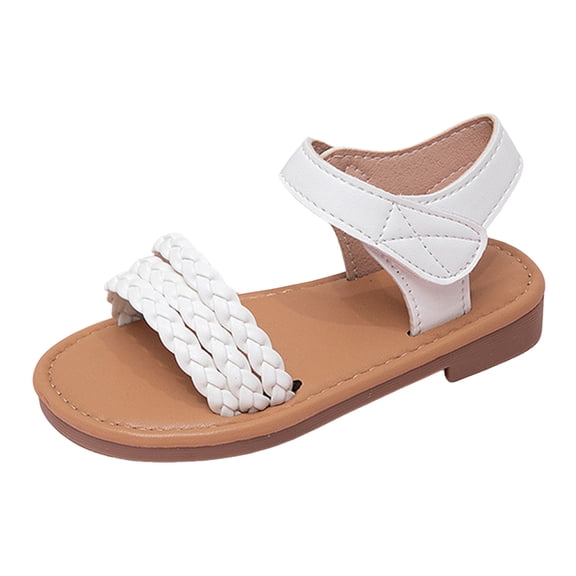 newwalpole Toddler Girls Sandals Flower Girl Dress Shoes Open Toe Little Kid Summer Flats White for Size 11