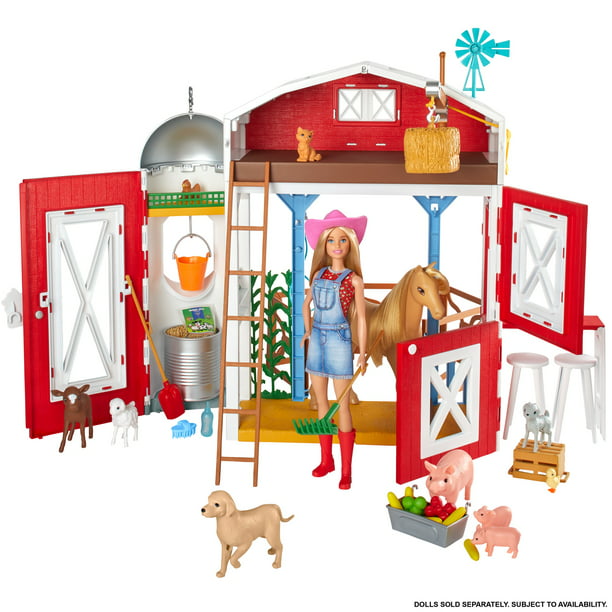 Barbie Sweet Orchard Farm Playset with Barn, 11 Animals, Working Features & 15 Pieces, Doll Sold Separately