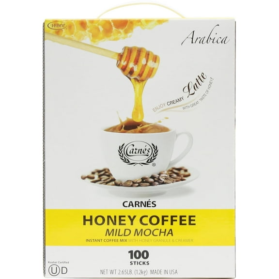 Carnes Mild Mocha with honey powder (Instant Coffee Mix) - 100 Sticks