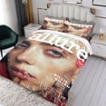 thumbnail image 3 of Billie Eilish Conjunto de sábanas temático, trío de piezas, cómodo y amigable con la piel, diseño único, regalo de decoración para el hogar para familiares, amigos y fans,173X218cm, 3 of 6
