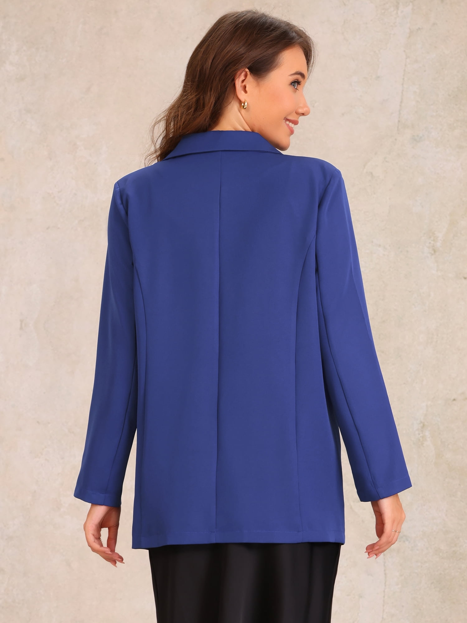 DARING DIVA Women's Long Sleeve Open Front Business Blazer Jacket S Blue