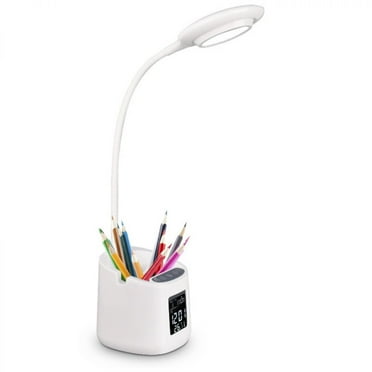 Desk Lamp with Organizer, Smart LED Desk Lamp with Touch Control, 3 Lighting Modes & Stepless Dimming, Multi-function 7 in 1 for Office, Bedroom, School