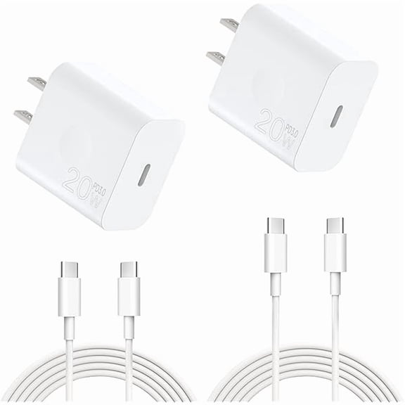 xixishop USB C Charger Block 20W Fast Charging Usbc Block with 5ft USB-C Charger Cable Compatible with iPhone 16/16 pro/15/15 Plus/15 Pro Max/Galaxy S23 Ultra/S23 /S22/S21/S20 (White, 5ft2pack)
