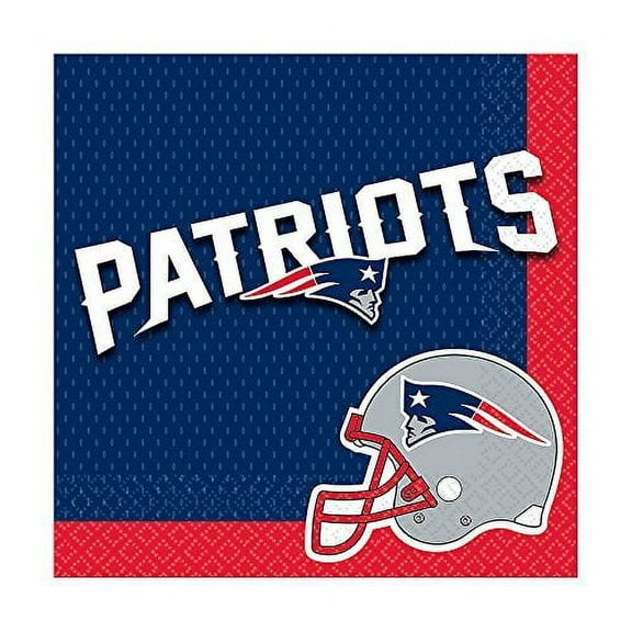 New England Patriots Football 13in Square Paper Luncheon Napkins, 16 CT, Red White Blue
