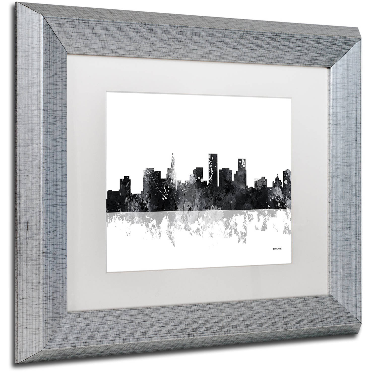 Trademark Fine Art "St Paul Minnesota Skyline BG-1" Canvas Art by Marlene Watson, White Matte, Silver Frame