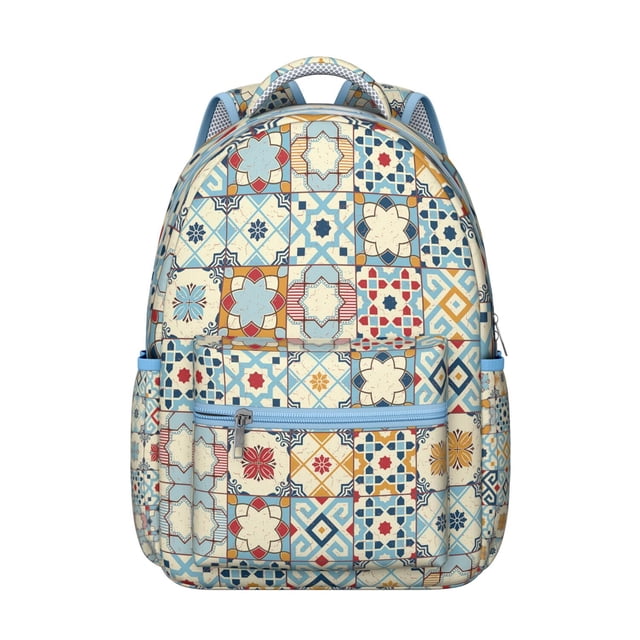 Boho Chic Floral Adjustable Strap School Bag, Scratch-Resistant Oxford Cloth, Breathable Foam Padding, Large Capacity Student’s Backpack for Outdoor, Travel, and School