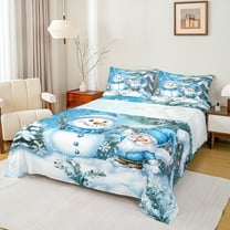 Castle Fairy Cartoon Snowman Gnome 4Pcs Bed Sheets for Kids Children Boys Girls,Merry Christmas Xmas Tree King Sheets,Happy New Year Super Cozy Sheet Set,Luxury Bedroom Decor