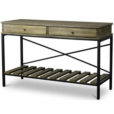 Bowery Hill Contemporary Metal Console Table in Brown and Black
