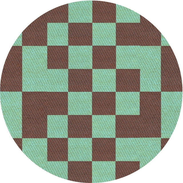 Ahgly Company Machine Washable Indoor Round Transitional Medium Aqua Marine Green Area Rugs, 3' Round