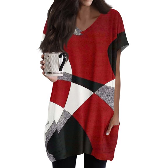Trendy Short Sleeve Crewneck T Shirts Summer Plus Size Tunics or Tops to Wear with Leggings Casual Floral Blouses,S