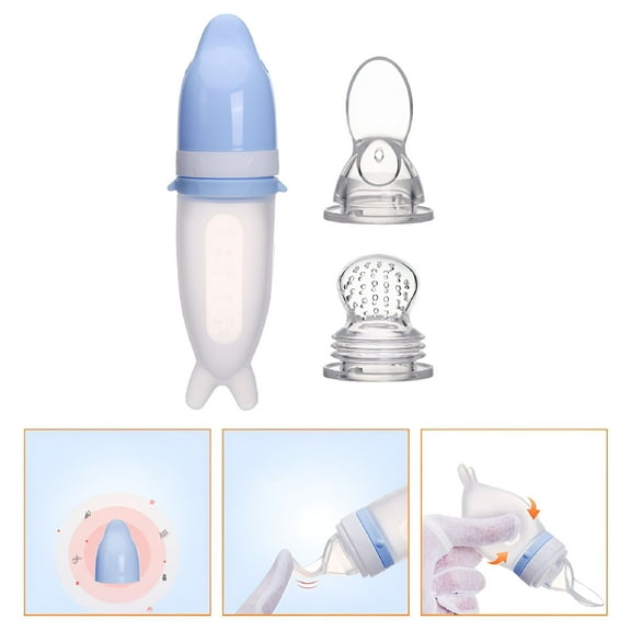 ACDANC Children's Rice Cereal Bottle Baby Training Silicone Bottle (Blue)