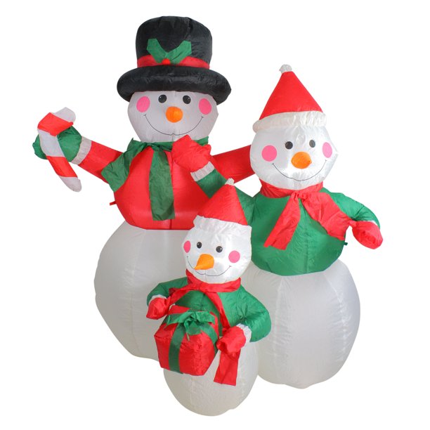 4 Inflatable Snowman Family Lighted Christmas Yard Art Decor Walmart Com Walmart Com