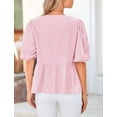 thumbnail image 2 of Blusa Peplum Babydoll con Lazo Frontal para Mujer PRETTYGARDEN Rosa Talla L, 2 of 8