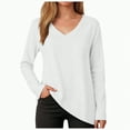 thumbnail image 3 of Godom V Neck T Shirts for Women Long Sleeve Tops Solid Color Tee Casual Shirts, 3 of 7