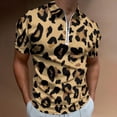 thumbnail image 2 of Brown Black Leopard Fur Pattern Men Zipper T-shirt Summer Casual Short Sleeve T-shirt Top, 2 of 7