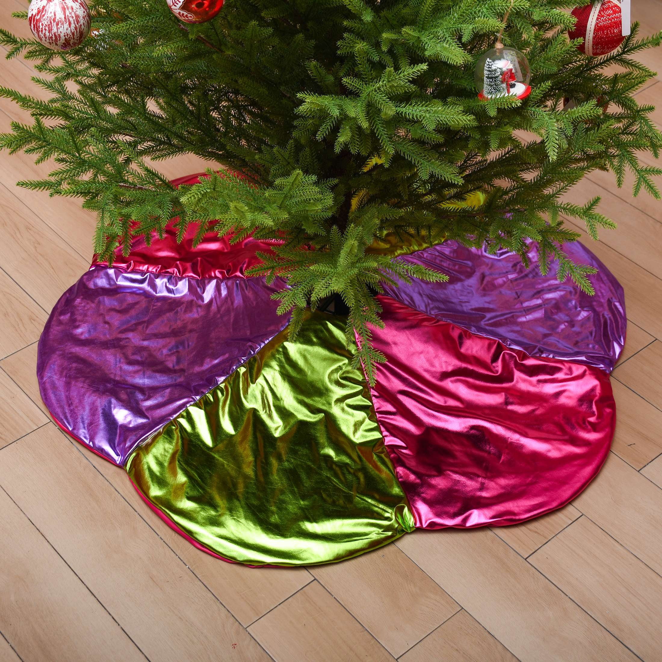 Puffy Christmas Tree Skirt, Purple/Pink/Green, 48", by Holiday Time